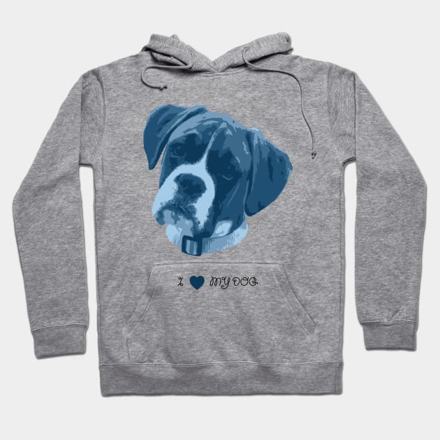 Dogs - Boxer blue Hoodie by PrintablesPassions